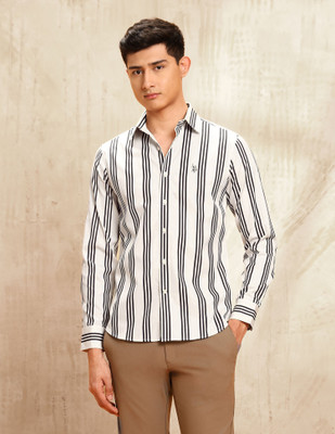 U.S. POLO ASSN. Men Striped Casual Brown Shirt