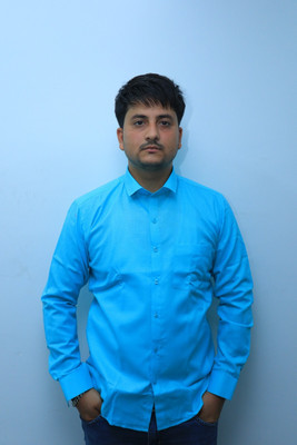 BMR Men Solid Formal Light Blue Shirt