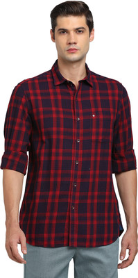 TURTLE Men Checkered Casual Red Shirt