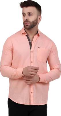 Masher Men Solid Casual Orange Shirt