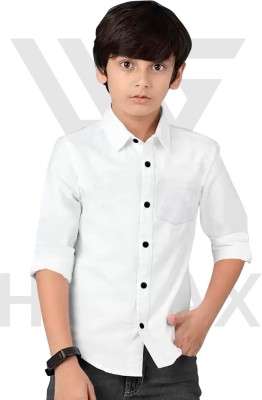 Bhumi Cotton Hub Boys Solid Casual White Shirt