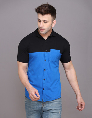tfurnish Men Solid Casual Blue, Black Shirt