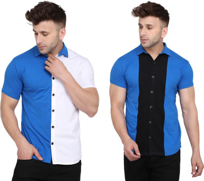 Blisstone Men Solid Casual Multicolor Shirt(Pack of 2)