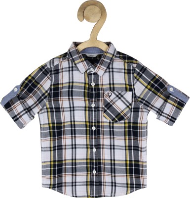 Allen Solly Boys Checkered Casual White Shirt