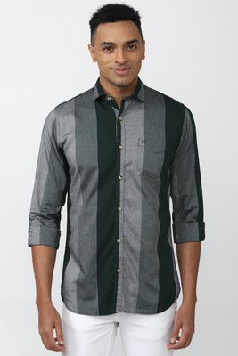 PETER ENGLAND Men Striped Casual Grey Shirt