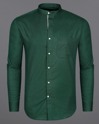 french crown Men Solid Casual Green Shirt