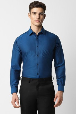 VAN HEUSEN Men Self Design Formal Dark Blue Shirt