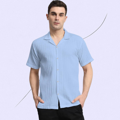 A Vebnor Men Self Design Casual Light Blue Shirt