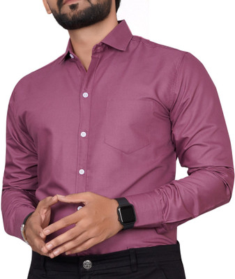 Tyzlo Men Solid Formal Purple Shirt