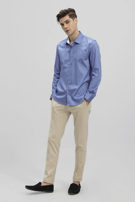 Snitch Men Self Design Casual Blue Shirt