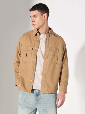 SHOWOFFFF Men Solid Casual Brown Shirt