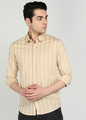 MUFTI Men Striped Casual Beige, White Shirt