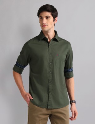 AD by Arvind Men Solid Casual Green Shirt