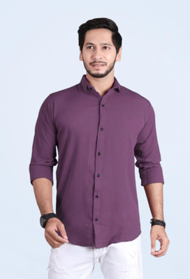 JEEVAANI Men Self Design Casual Purple Shirt