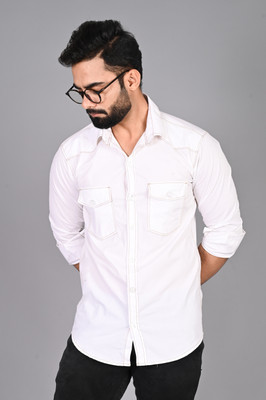 FUBAR Men Solid Casual White Shirt