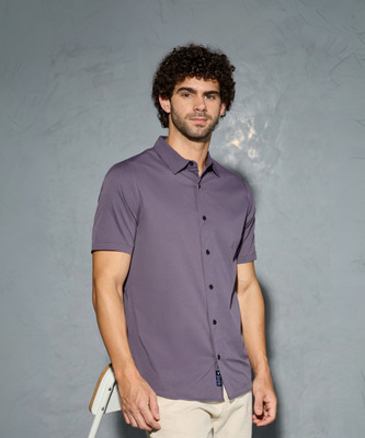 TECHNOSPORT Men Solid Casual Purple Shirt