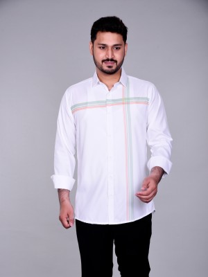 Sam Unique Man Men Striped Casual White Shirt