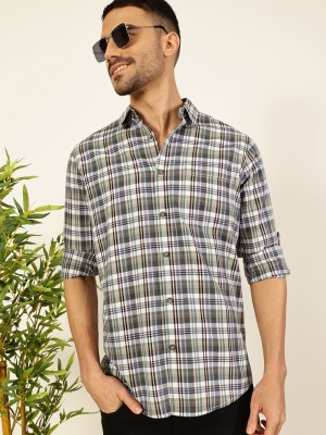 THOMAS SCOTT Men Checkered Casual White Shirt