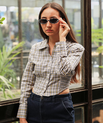 Pinacolada Women Checkered Casual Green Shirt