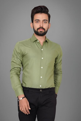 Road Rider Men Solid Formal Green Shirt