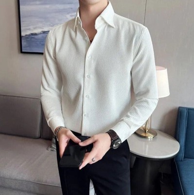 fitoda fashion Men Solid Casual White Shirt