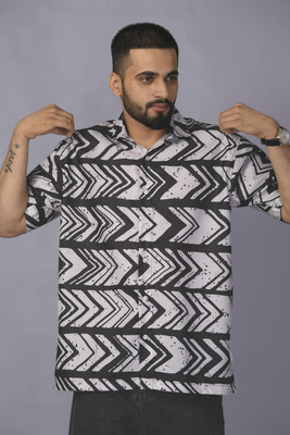 brown brothers Men Printed Casual Black, White Shirt