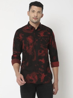 Spykar Men Dyed/Ombre Casual Maroon, Black Shirt