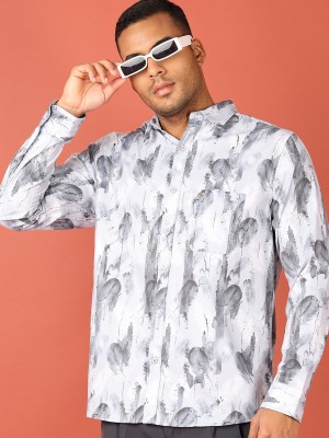 V-MART Men Printed Casual Grey Shirt