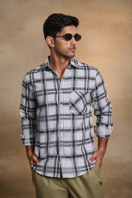 Uncluttered Closet Men Checkered Casual White Shirt