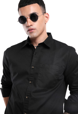 WROGN Men Solid Casual Black Shirt
