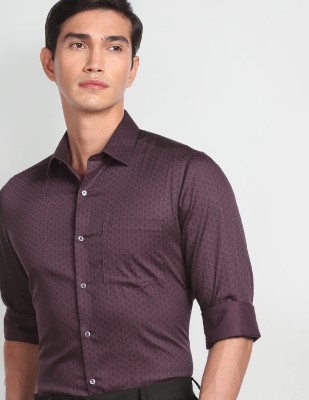 ARROW Men Printed Formal Purple, Black Shirt