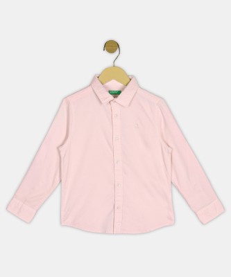 United Colors of Benetton Boys Solid Casual Pink Shirt