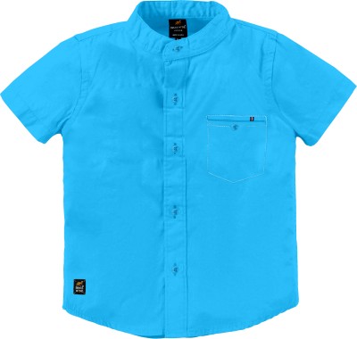 BRUCEWANE Boys Solid Casual Blue Shirt