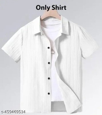 Cresale Boys Self Design Casual White Shirt