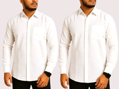 Bakarni Enterprises Men Solid Casual White Shirt(Pack of 2)