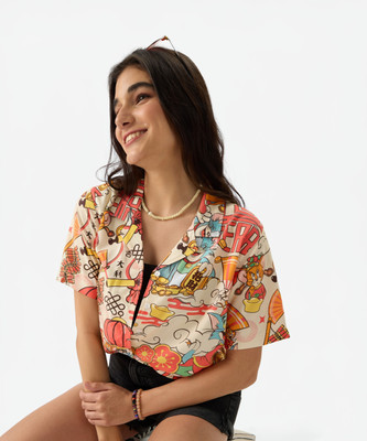 The Souled Store Women Printed Casual White Shirt