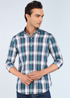 INTEGRITI Men Checkered Casual Green Shirt