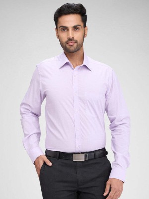 Richman Men Solid Formal Purple Shirt