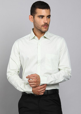 Raymond Men Checkered Formal Green Shirt