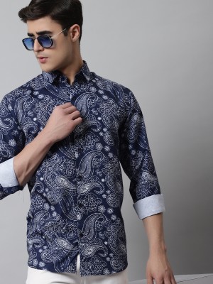 JAINISH Men Printed Casual Dark Blue, White Shirt