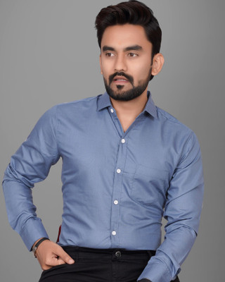 GLOBAL NOMAD Men Solid Casual Grey Shirt