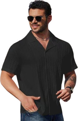 METRONAUT Men Solid Casual Black Shirt
