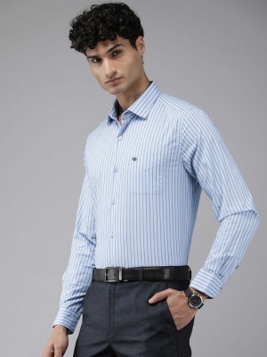 THE BEAR HOUSE Men Striped Formal Blue Shirt