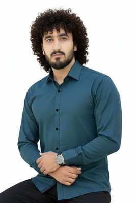 TeeTrail Men Solid Casual Dark Blue Shirt