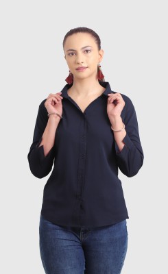 RNRCOLLECTIONS Women Solid Casual Dark Blue Shirt