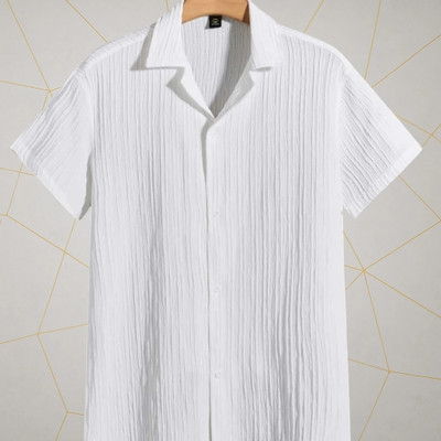 Look Trendy Men Self Design Casual White Shirt