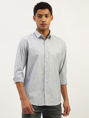 United Colors of Benetton Men Floral Print Casual Grey Shirt