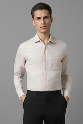 LOUIS PHILIPPE Men Checkered Formal Cream Shirt