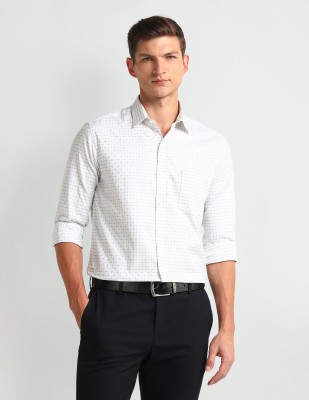 ARROW Men Checkered Formal White Shirt