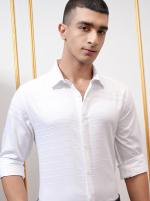 HIGHLANDER Men Self Design Casual White Shirt